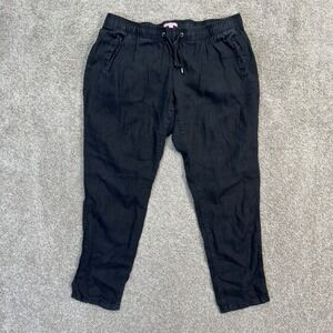 Lilly Pulitzer Linen Blend Drawstring Waist Pants Women XL Black Casual Comfort